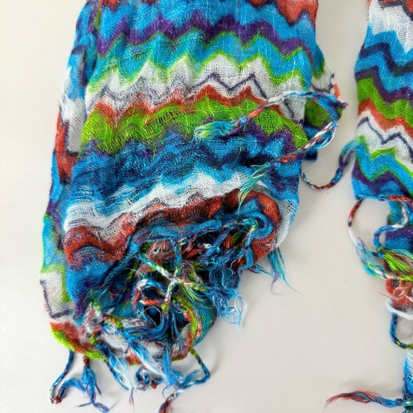 Fresh Brewed Girly Light Weight Colorful Zigzag Pattern Scarf square 30” - Picture 2 of 4